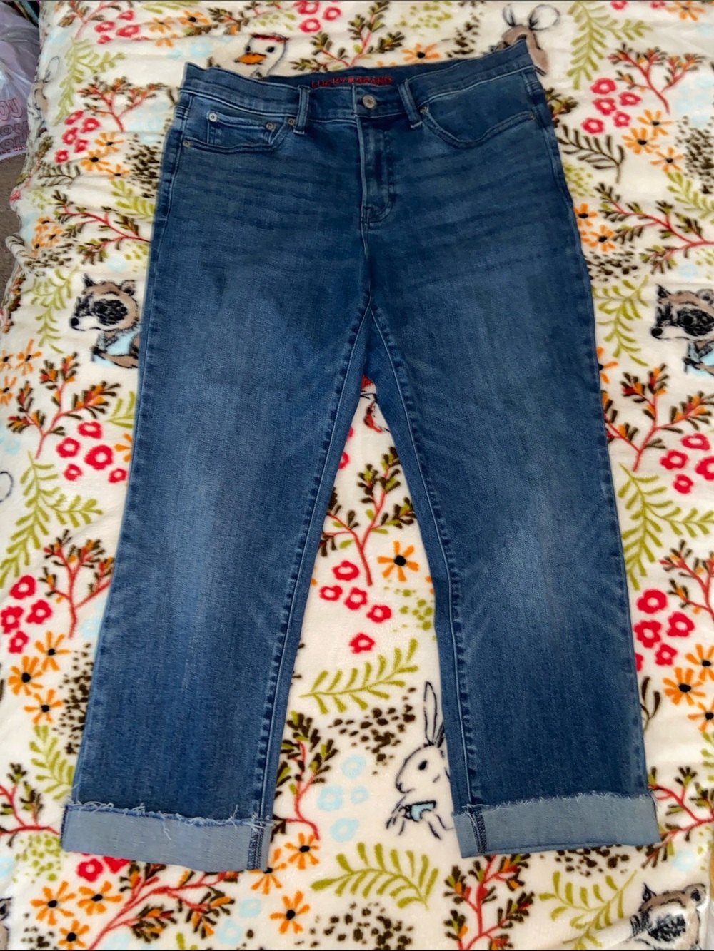 SWEET MIDRISE CROP JEANS Lucky Brand Frayed Hem EUC